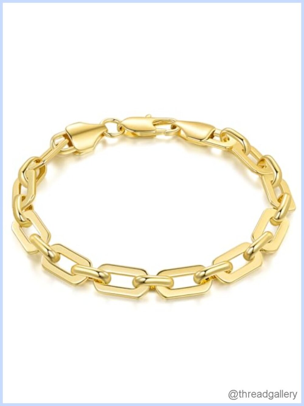 14K Gold Plated Paperclip Chain Bracelet for Women Lobster Clasp